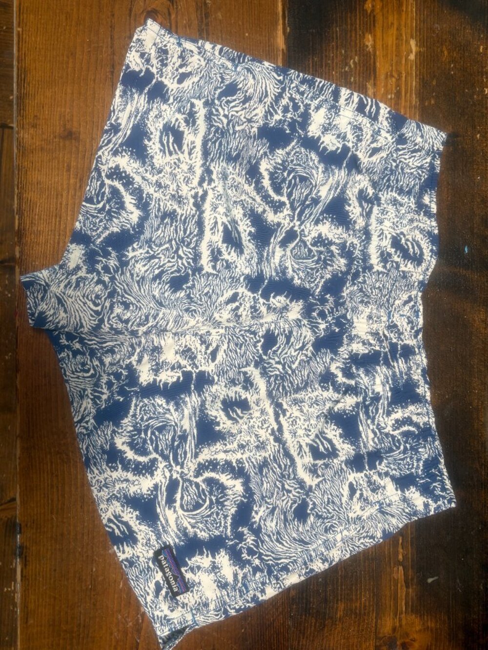 Patagonia Womens Blue and White Drawstring Shorts Medium Pockets - Picture 2 of 5
